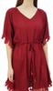 Bimba Women's V Neck Tassel Kaftan Short Rayon Caftan Designer Beachwear Coverup