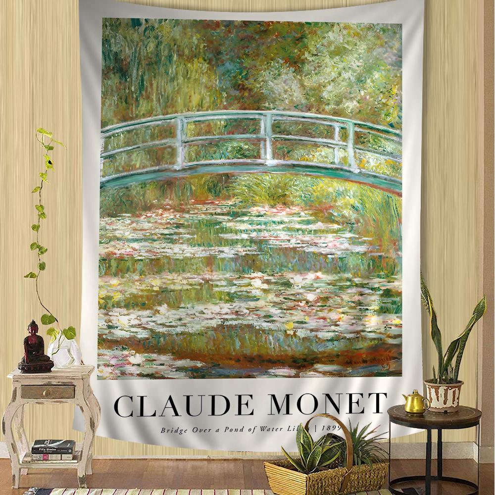 Impressionism Artist Claude Monet Chart Tapestry Bohemian Wall Tapestries Mandala Wall Art Decor