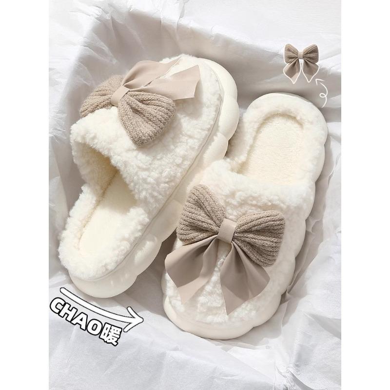 Baotou Butterfly Cotton Slippers Women's Autumn and Winter Indoor Warm Thick Bottom Couple Home Furnishing Plush Slippers Women's