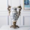 Vintage Double-eared Trophy Ceramic Vase Decor Creative European American Retro Home Decor Ceramic Vase Nordic 42cm Floor Vases