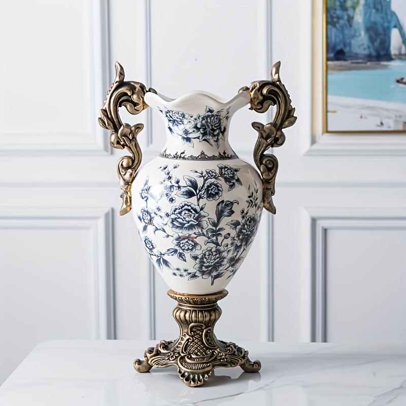 Vintage Double-eared Trophy Ceramic Vase Decor Creative European American Retro Home Decor Ceramic Vase Nordic 42cm Floor Vases