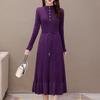 Women's Mink-proof Knitted Dress Loose Solid Color Mid-length Sweater Dress Knee-length Fishtail Dress for Autumn and Winter