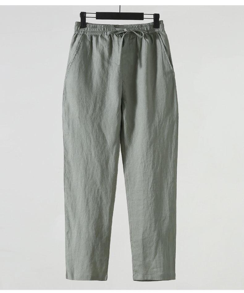 Men's Casual Loose-Fit Nine-Point Cotton and Linen Pants - Chinese Style Summer Wear