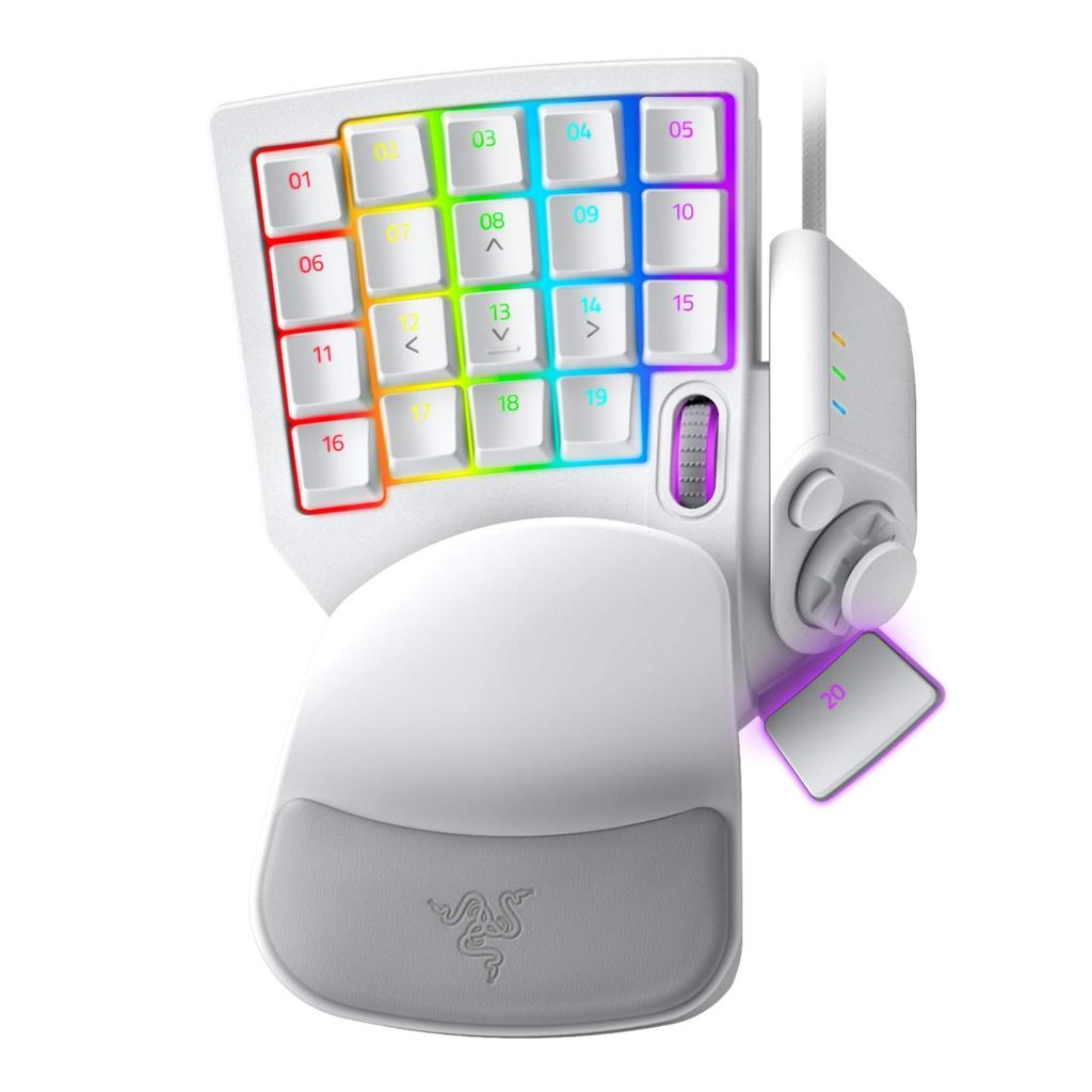 Razer Tartarus Pro Gaming Analog Optical Key Rapid Adjustable 32 Programmable Customizable Chroma RGB Mercury White Keypad Switches, Trigger,