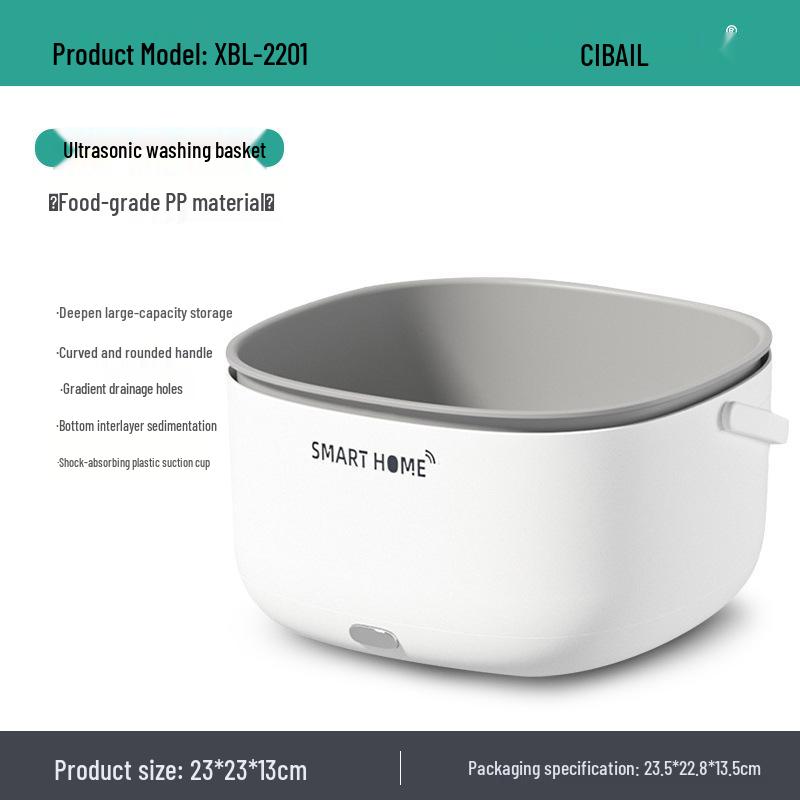 Multifunctional Ultrasonic Vegetable & Fruit Washer with Large Capacity Basin and Drain Basket