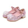 Children's high-heeled crystal shoes Girls' single shoes Little girl Princess Elsa shoes Baby classmate sequined sparkling leather shoes
