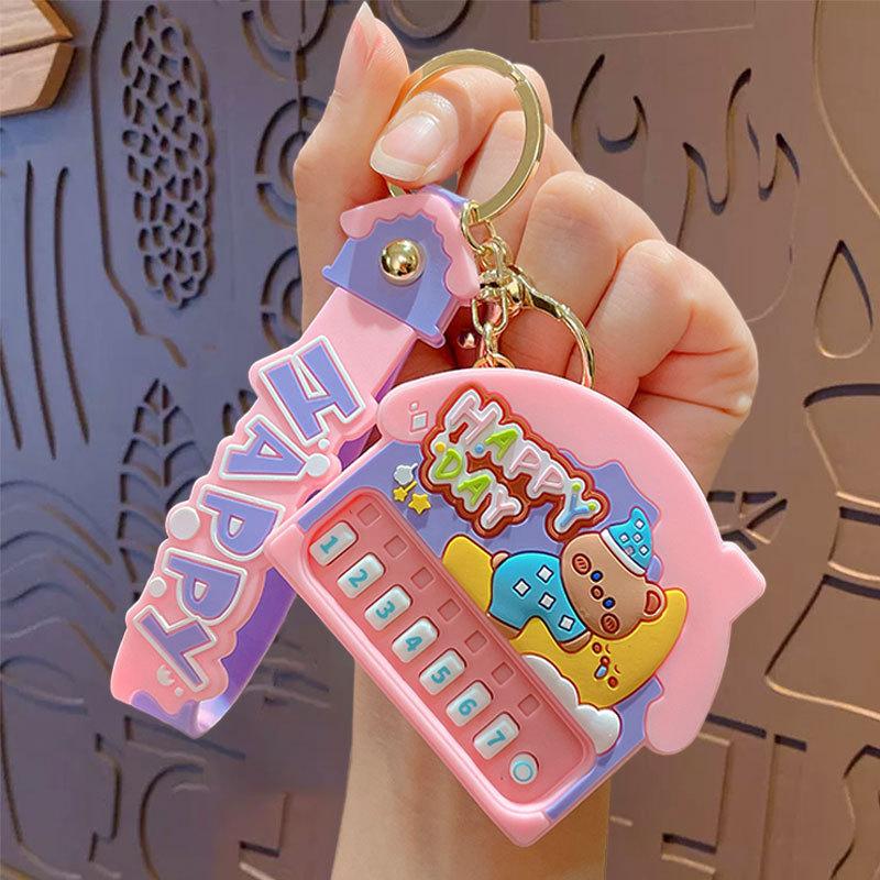 Cartoon Music Bear Electronic Organ Keychain Pendant Cute Children'S Schoolbag Small Pendant Creative Small Gift
