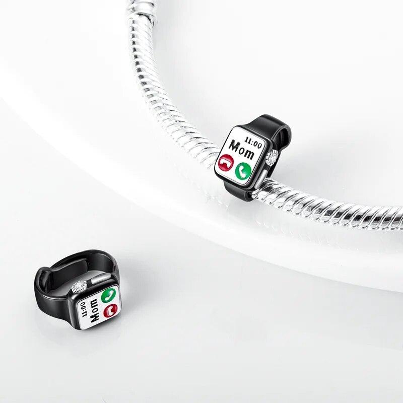 100 %925 Silver Funny Playable Charms Beads Smart Watch Tarot Bike Travel Dangle Fit Original New Bracelet Diy Jewelry