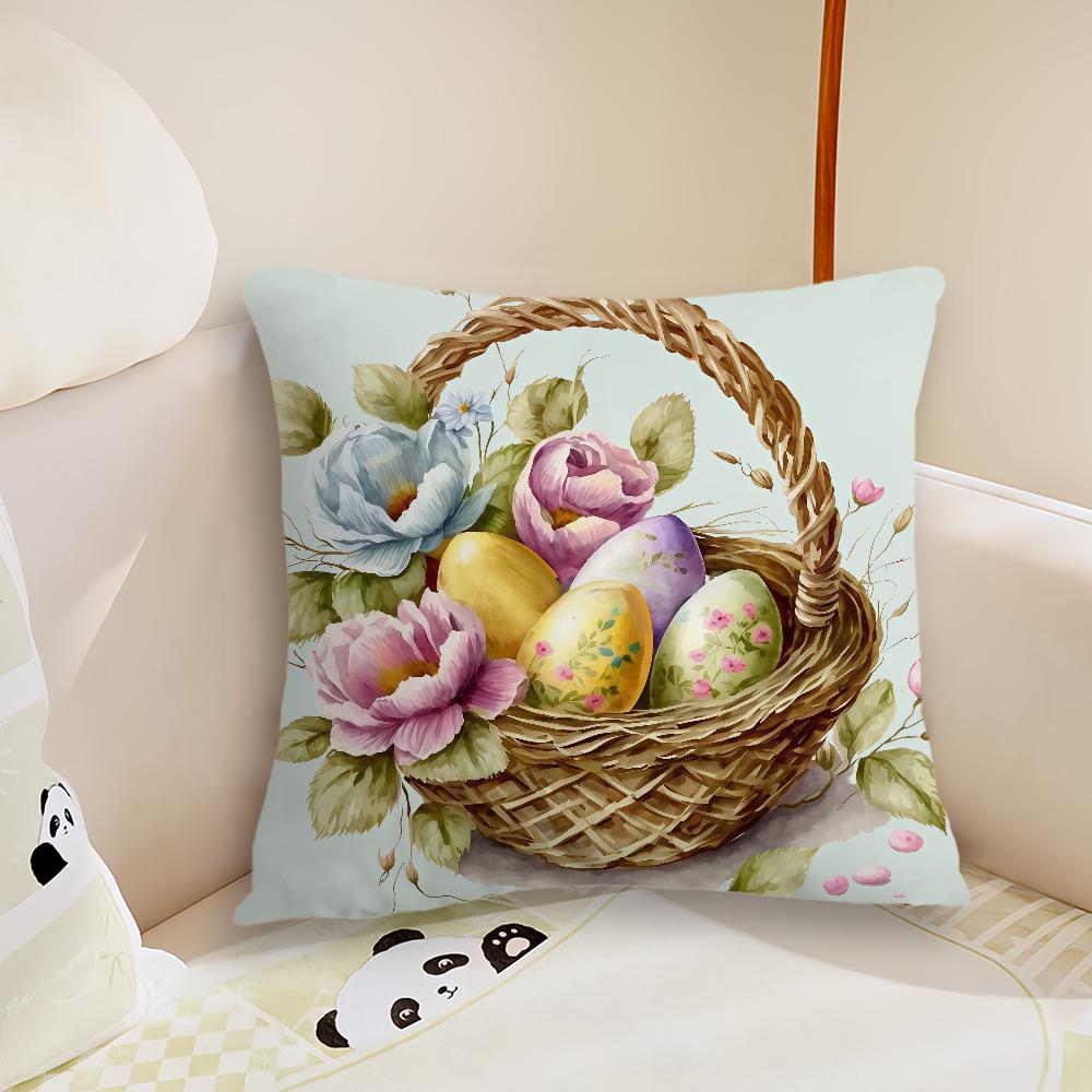 Funny Easter Flower cushion cover Pillow Case Plush Fabric Soft Double Sided Print Sofa Cushion Cover Throw Pillow Covers