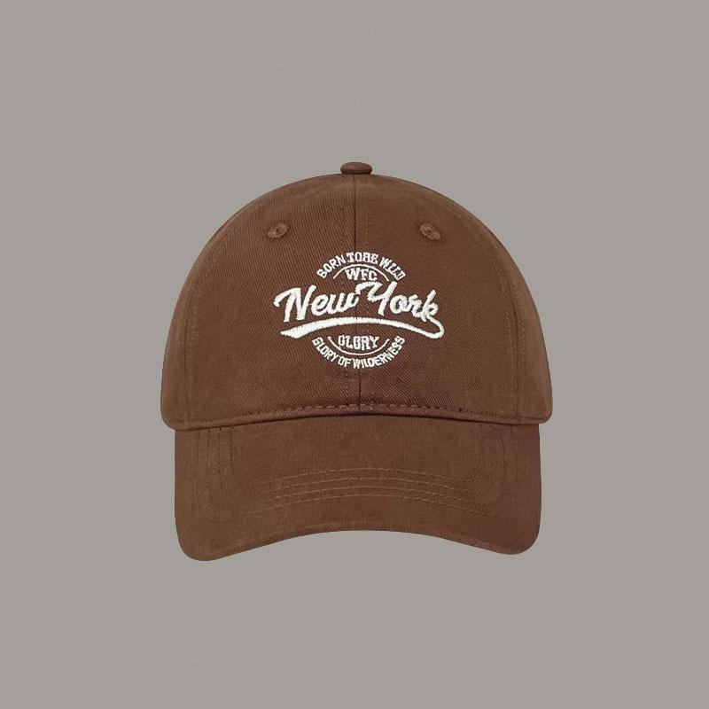 Baseball cap embroidered letters show the face small cap spring and summer sun protection sunshade retro curved brim hat tide