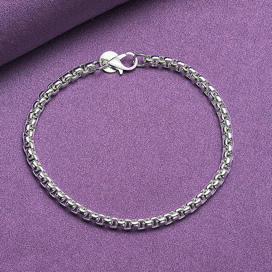 

CHSHINE 925 стерлингового серебра мужской изысканный 4 мм браслет-цепочка модные ювелирные изделия с подвесками 20CM 8inches