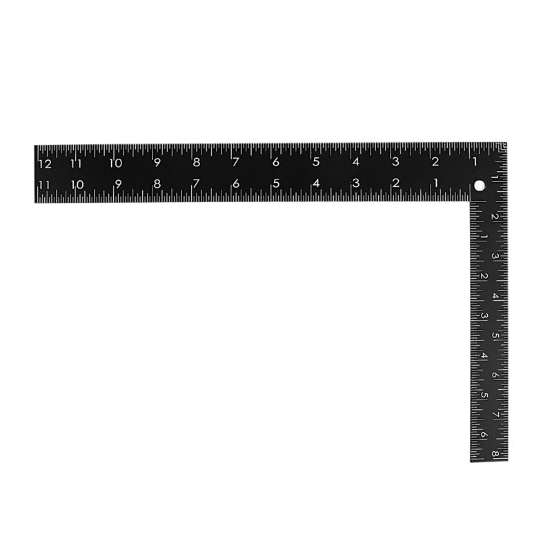 A84E-2X Teacher 0-30Cm 0-20Cm Measuring Range L Shaped Design Square Ruler Black