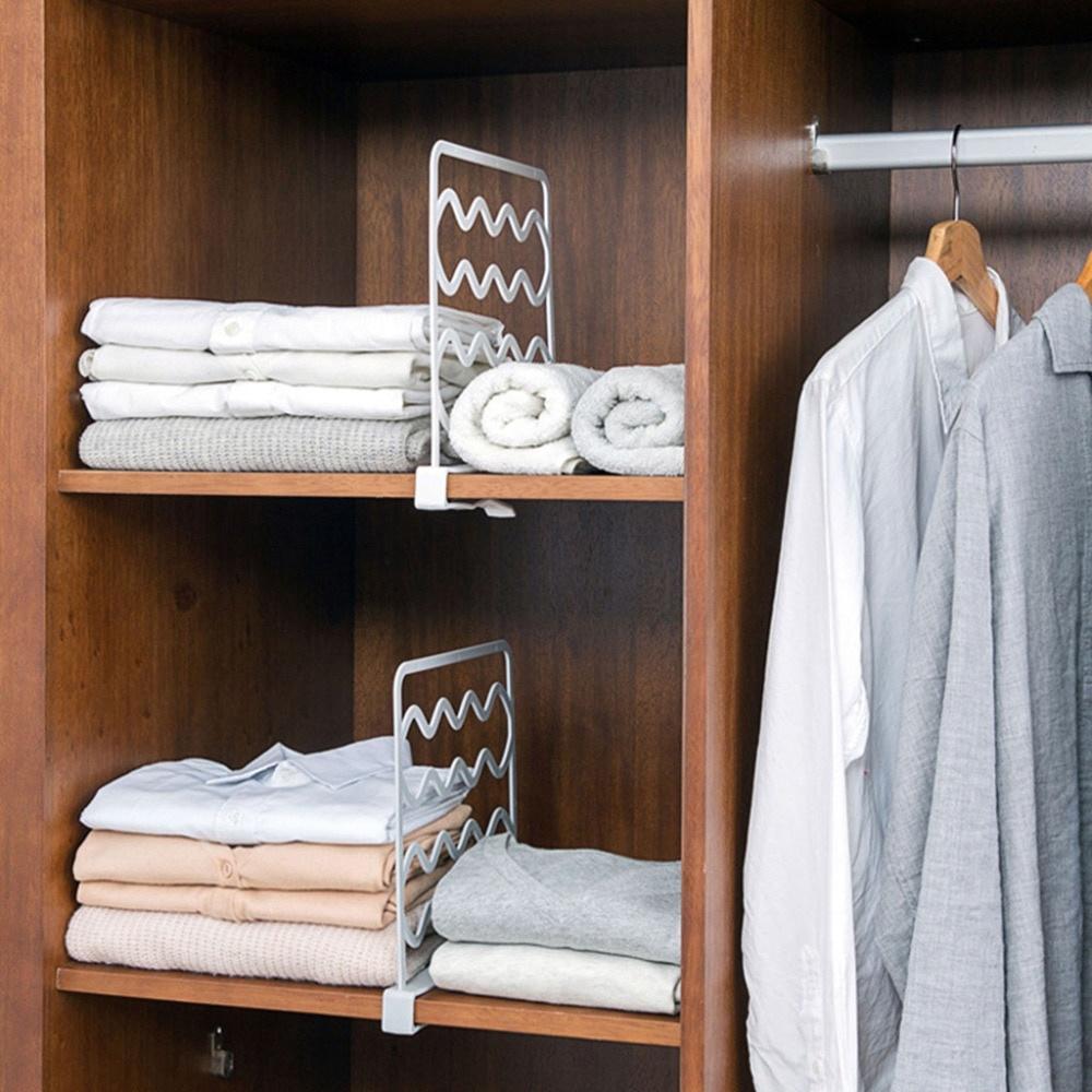 Portable Clothes Organizer Space Saving Storage Closet Shelf Dividers Garment Wardrobe Partition Shelves Separator Shelving Pack