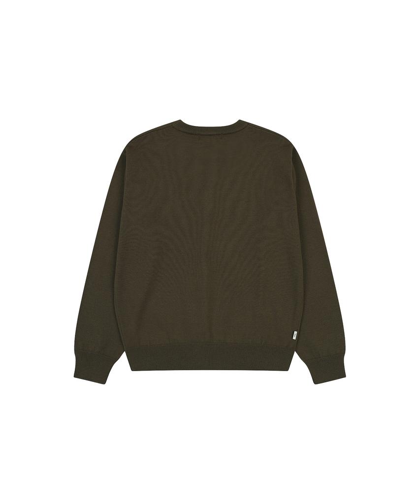 NOWANDTOMORROW Crew Neck Pullover Sweater [Deep Brown]