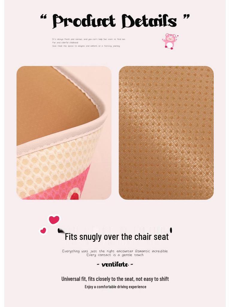 Pink Cartoon Beaver Women's All-Season Car Seat Cushion for BYD Seagull Dolphin.