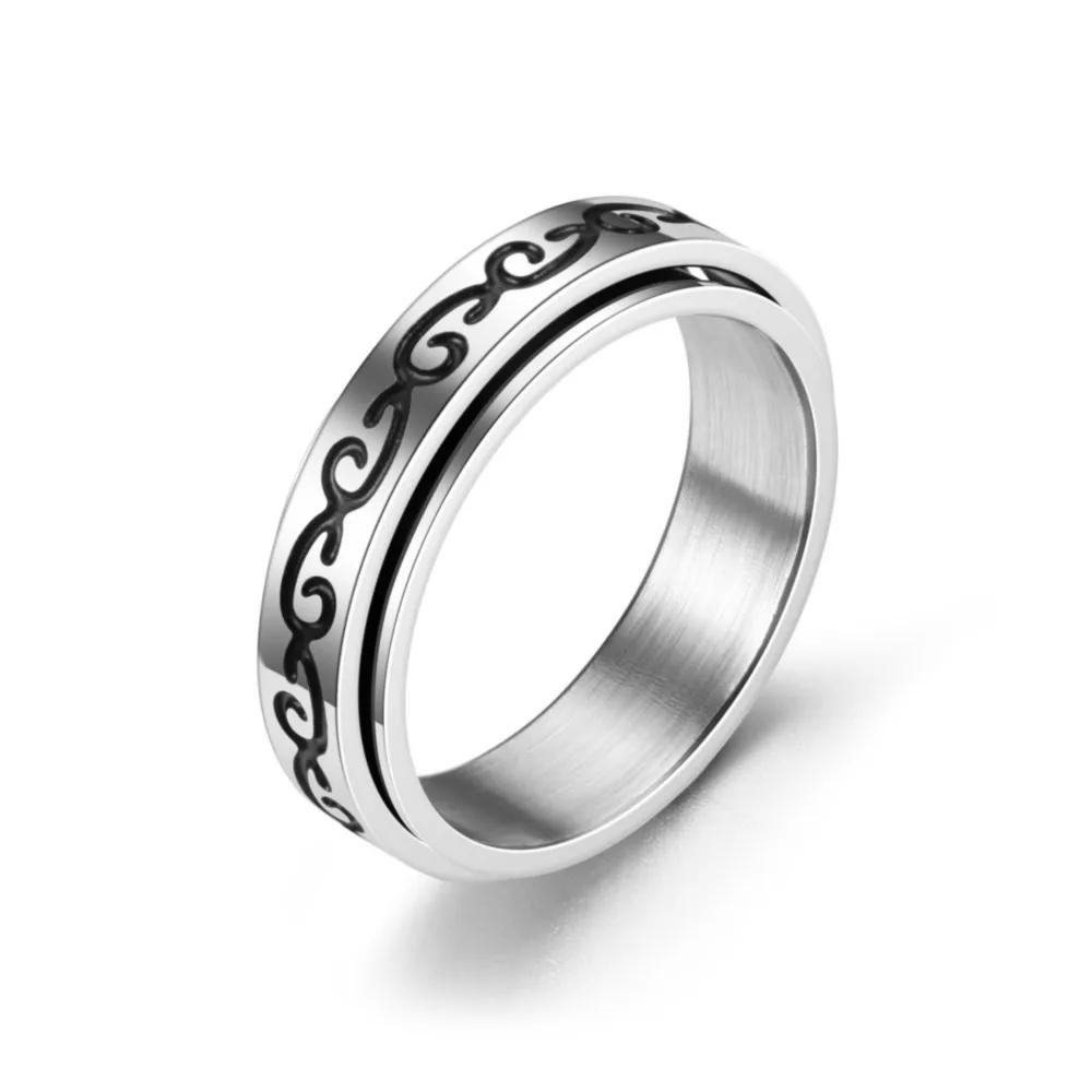 Trendy Punk Anxiety Ring for Women And Men with Moon Design Stainless Steel Anti-Stress Fidget Ring Fashionable Rotating