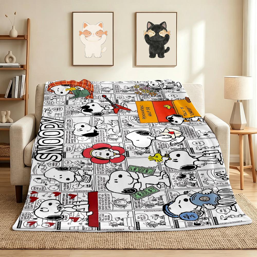 Snoopy Comics Flannel Blanket Throw Blanket Soft Warm Sofa Bed Camping home Decor Unique Christmas Gift C926797