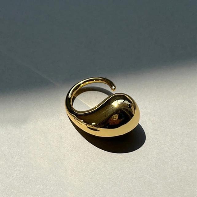 New Creative Smooth Water Drop Rings for Women Vintage Geometric Adjustable Croissant Open Finger Nail Ring Couple Jewelry Gifts