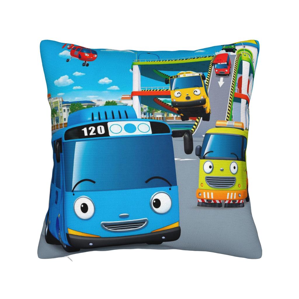 Morbida Federa per Cuscino Anime Tayo Il Piccolo Autobus Copricuscino in Poliestere Decorazione Cartone Animato Carino Novità Federa per Cuscino Copertura Vendita all'Ingrosso