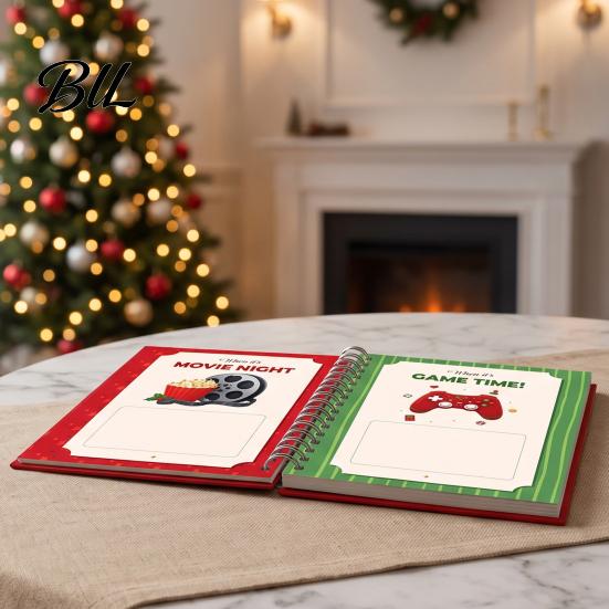 Christmas Themed Coil Bound Notebook Merry Gift Card Holder Book, DIY Spiral Party Favor Booklet, Xmas Gifts for Family, Friends, Celebrations