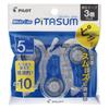 Pilot White Line Pitasum Correction ECTE60P5L3 Tape, 5mm, Blue, 3-Pack,