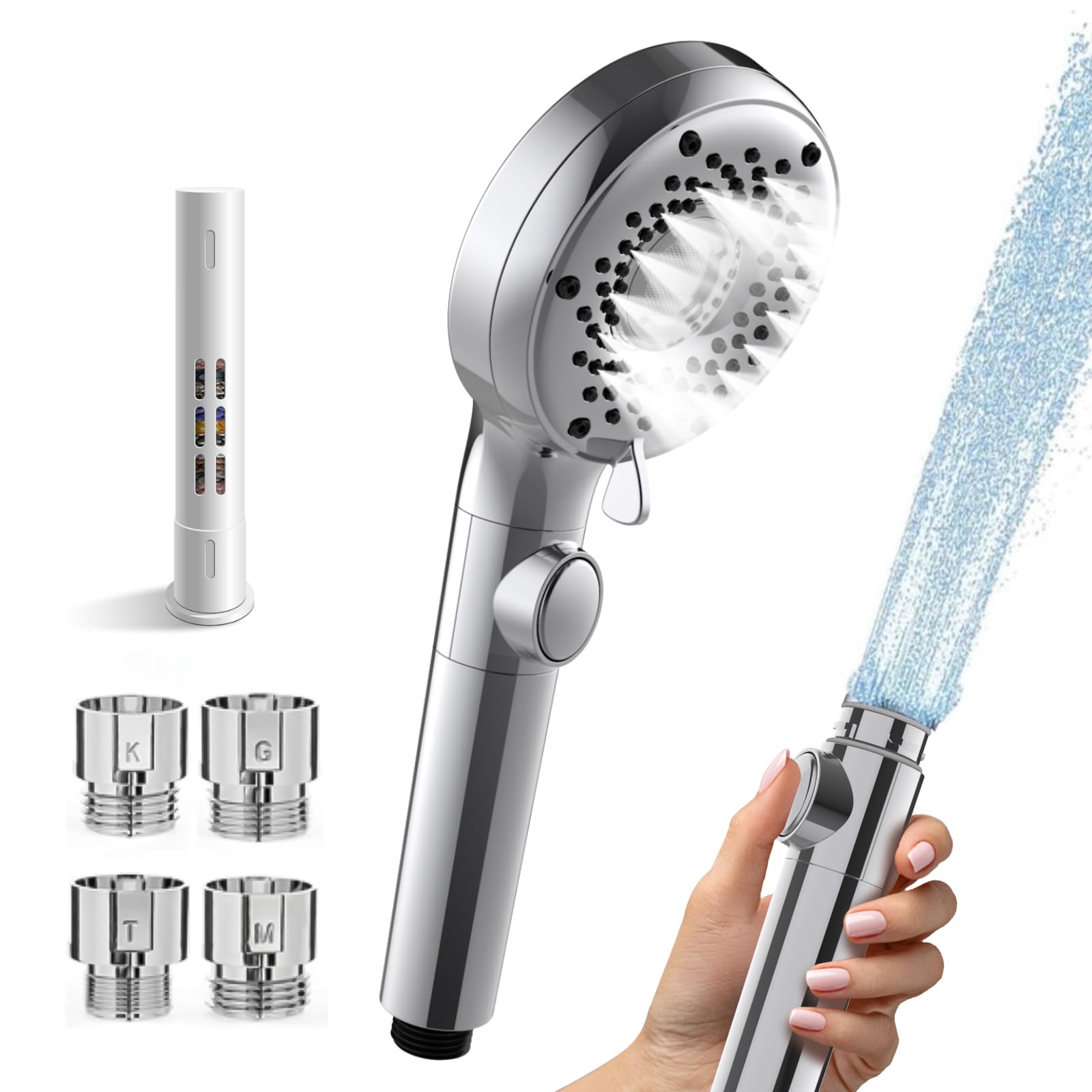 

Shower Head with Chlorine Powerful Water High Water Water Pore Hair Dirt 5 International General Standard Up to Water Chlorine Removal Filter Included