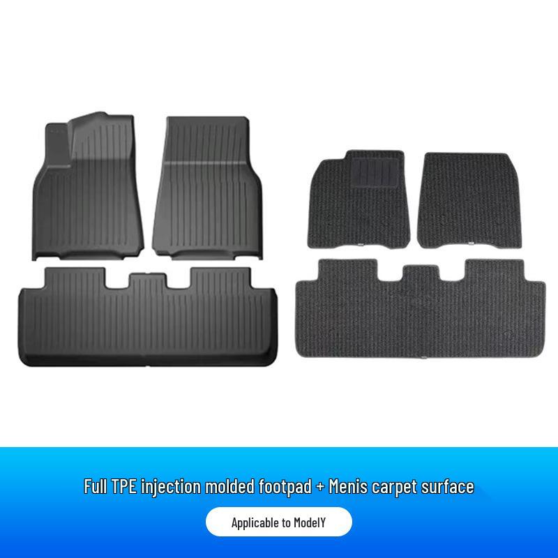 Tesla Model Y Trunk and Front TPE Mat Set - One-Piece Rear Tail Box Mat Accessory