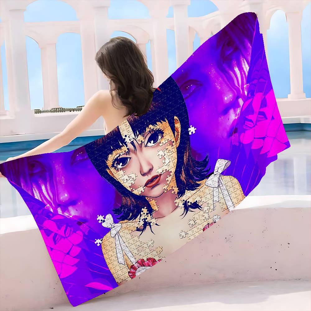 Japanese horror movie P-perfect B-blue Microfiber Blanket Quick Drying Beach Towels Oversized Printing Super Absorbent Towel