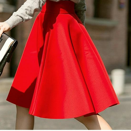 Retro sukně ve stylu Hepburn s vysokým pasem a nadývaným střihem - Podzimní/zimní kolekce