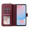 For Samsung Galaxy A37 5G Case Zipper Pocket 9 Card Slots PU Leather Phone Cover with Hand Strap