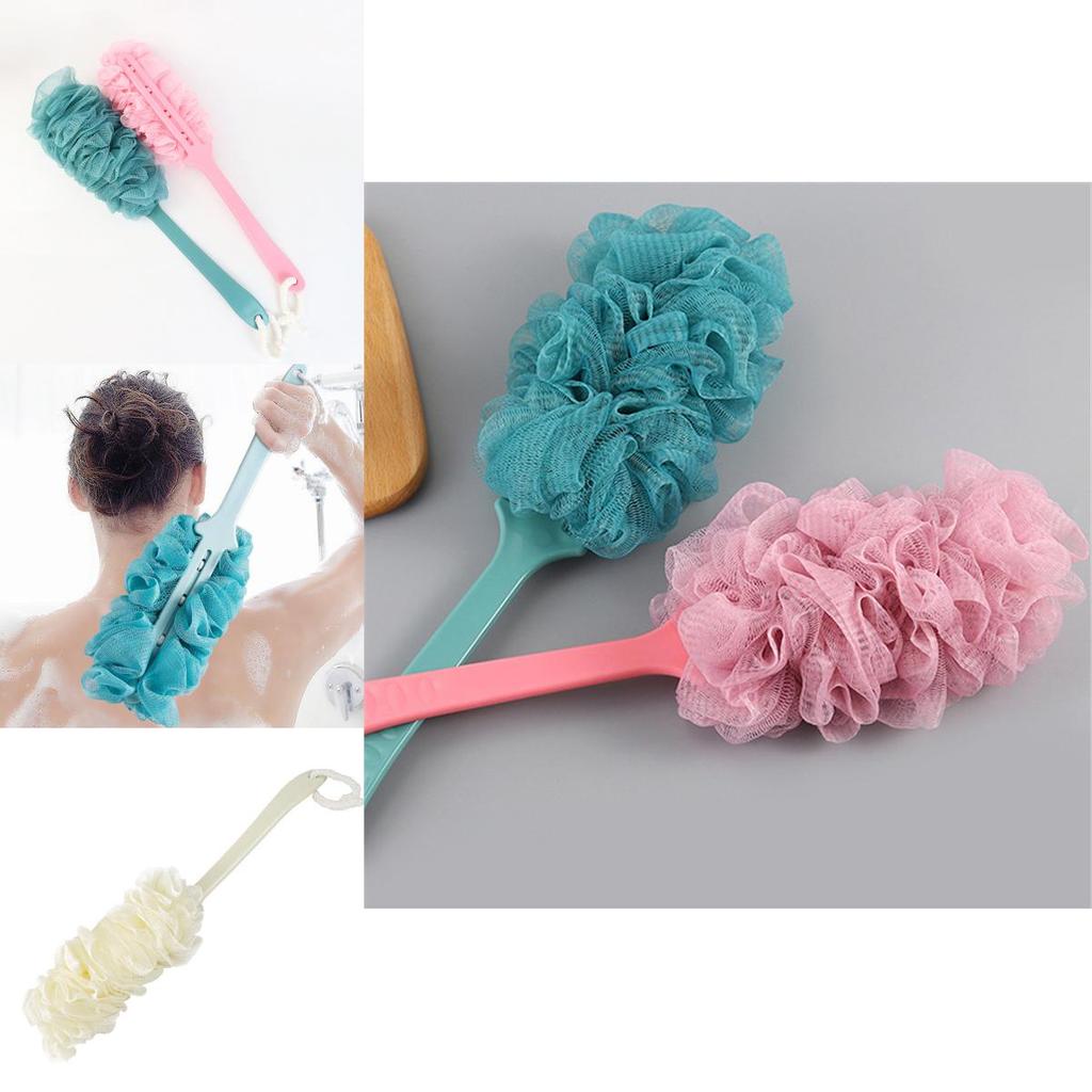 Ergonomic Long Handle Back Shower Brush With Mesh Loofah For Deep Cleansing And Skin Care