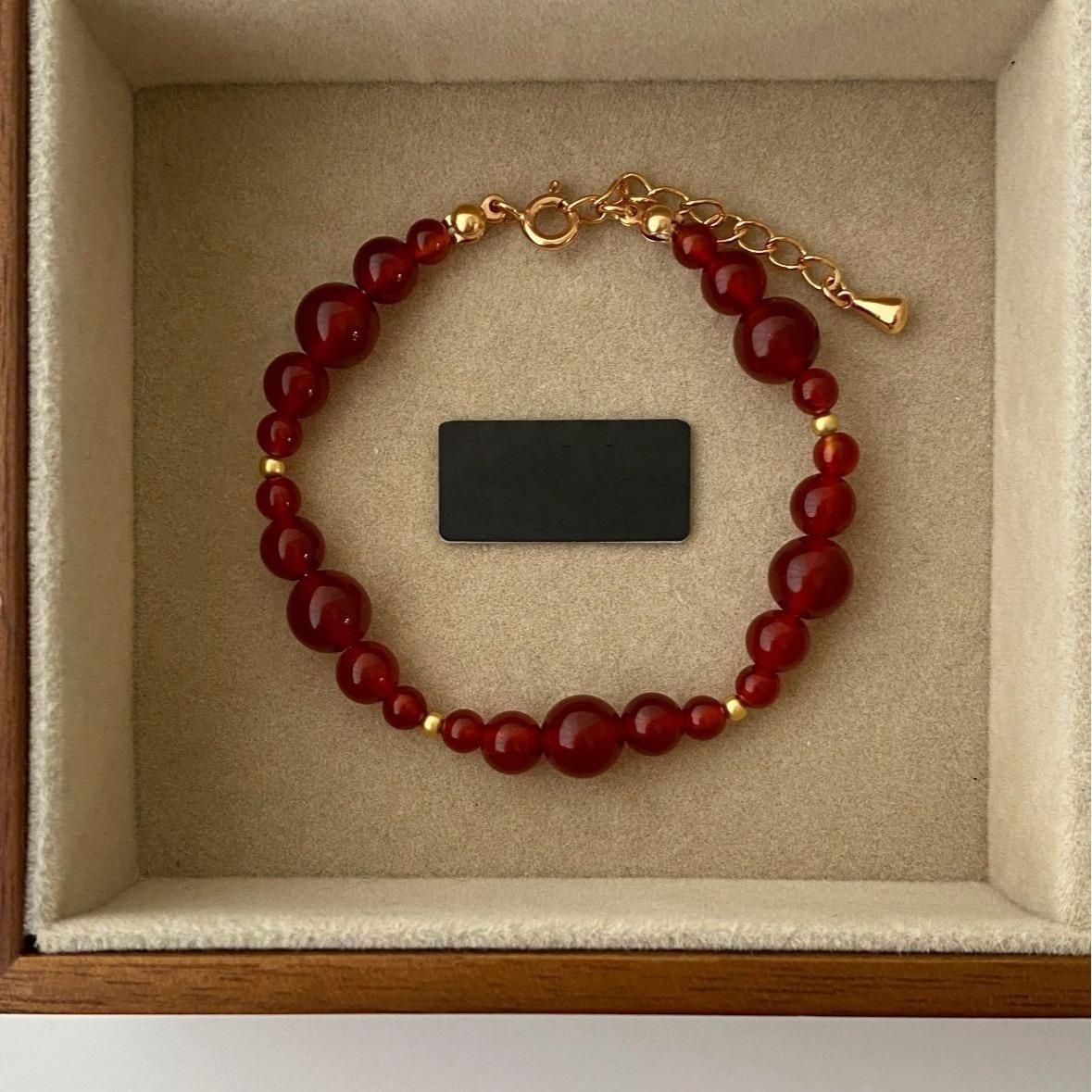 JYL TS Bracelet  Golden Hair Design Attracts Wealth & Vitality Bracelet-27/16+3cm/natural red agate лимонным безе