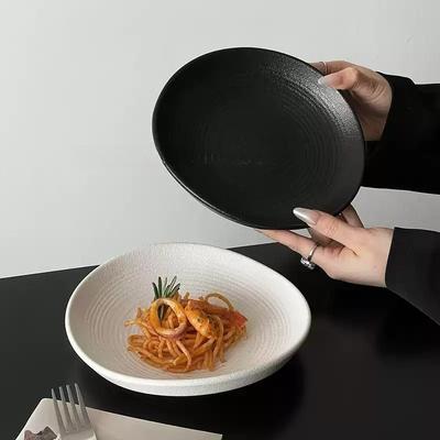1 PC Ceramic Solid Color Plate Household Pasta Steak Plate Simple and Beautiful Western Food Salad Plate