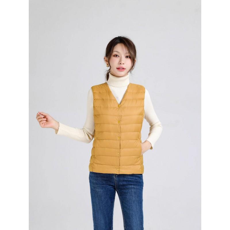 Womens Lightweight Duck Down Vest Sleeveless Puffer Gilet Warm Inner Layer Slim Fit Short Coat