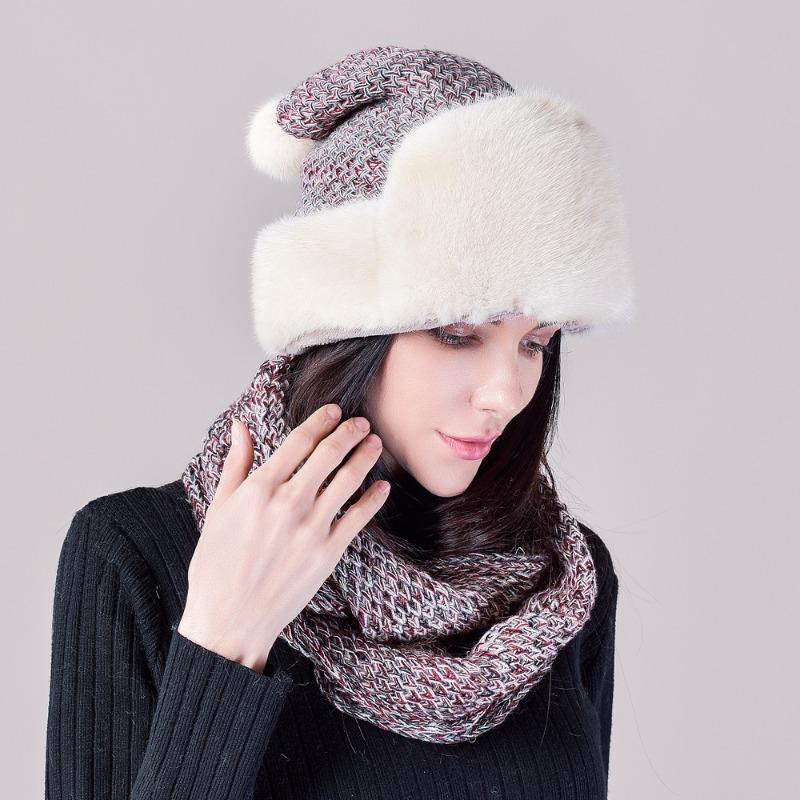 

Цельная норковая шапка женская зимняя импортный норковый шарф меховая шапка-ушанка шапка для снега теплая и от холода