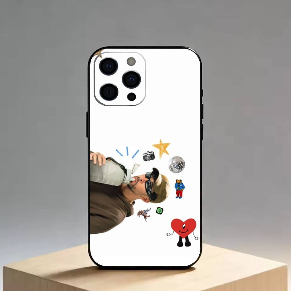 Bad Bunny Phone Case For iPhone 17,16,15,14,13,12,11 Plus,Pro Max,XS,Soft Silicone Black Cover