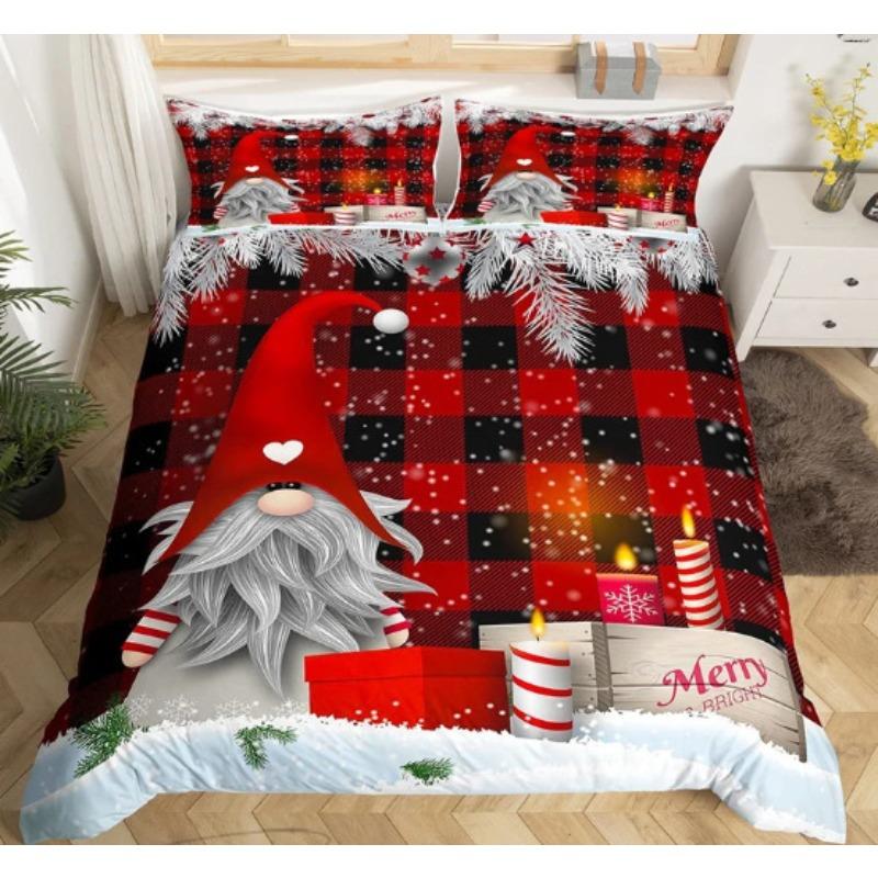 3D Digital Printing Christmas Three-Piece Set, Holiday Decoration Bedding Set