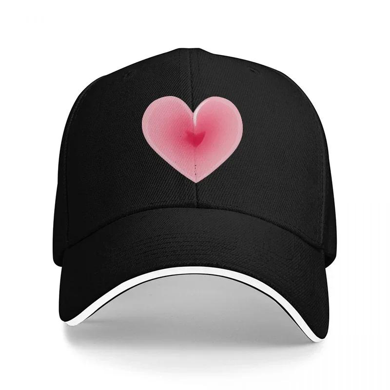 Pink Heart Design Black Baseball Cap Fashion StateUnisext Accessory for Casual Wear and Everyday Style