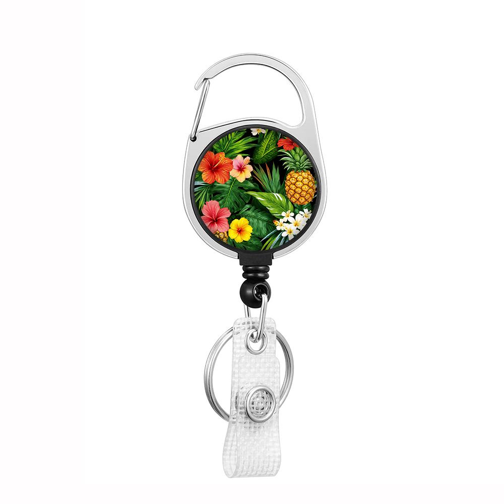Plant Flowers Clip Lanyards ID Badge Holder Porta Credencial Lanyards Keychain Badge Reel Nurse Retractable Wholesale