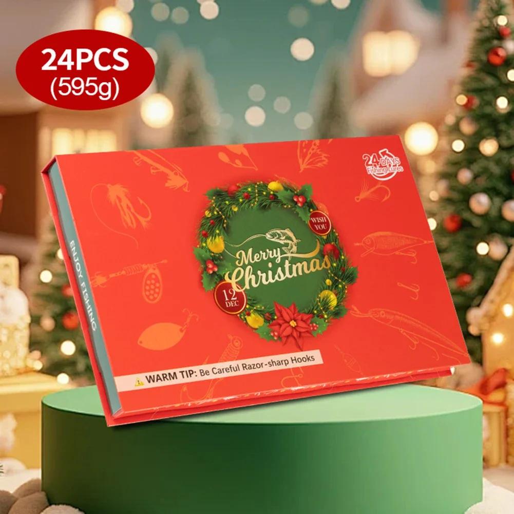 Advent Calendar with For 24 Fishing Lures Set Featuring Metal Lures for Diverse Fishing Conditions and Locations