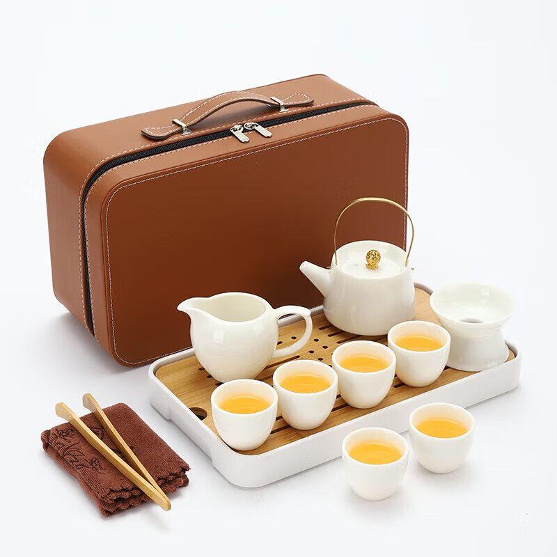 

Portable Mutton Fat Jade White Porcelain Kung Fu Tea Set