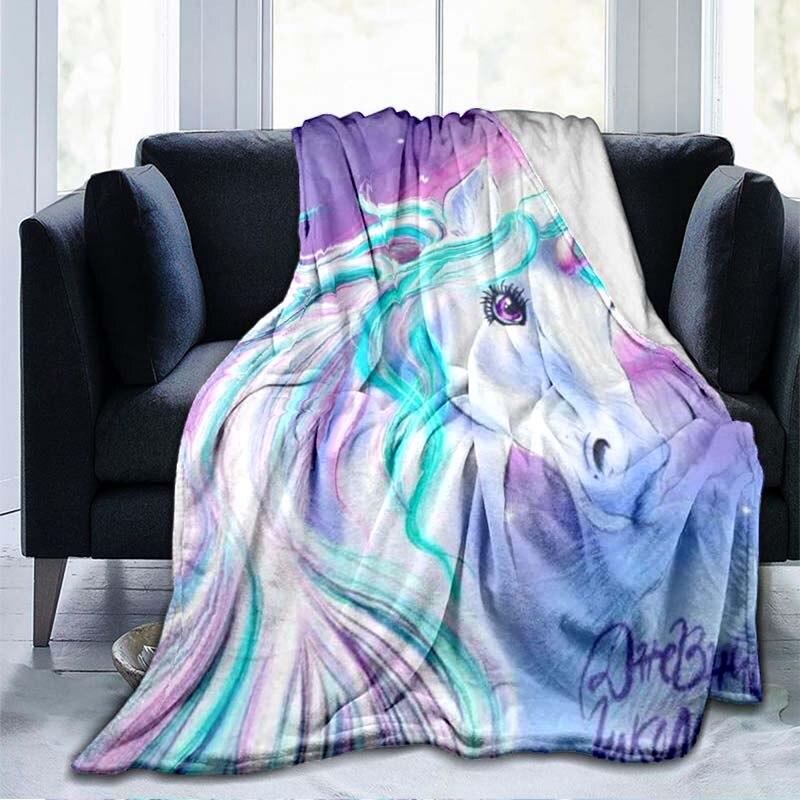 Cute Mermaid Cartoon Blankets Unicorn Blankets Starry Unicorn Flannel Blankets Throw Blankets for Couch Bed Sofa Girl Gifts Pink