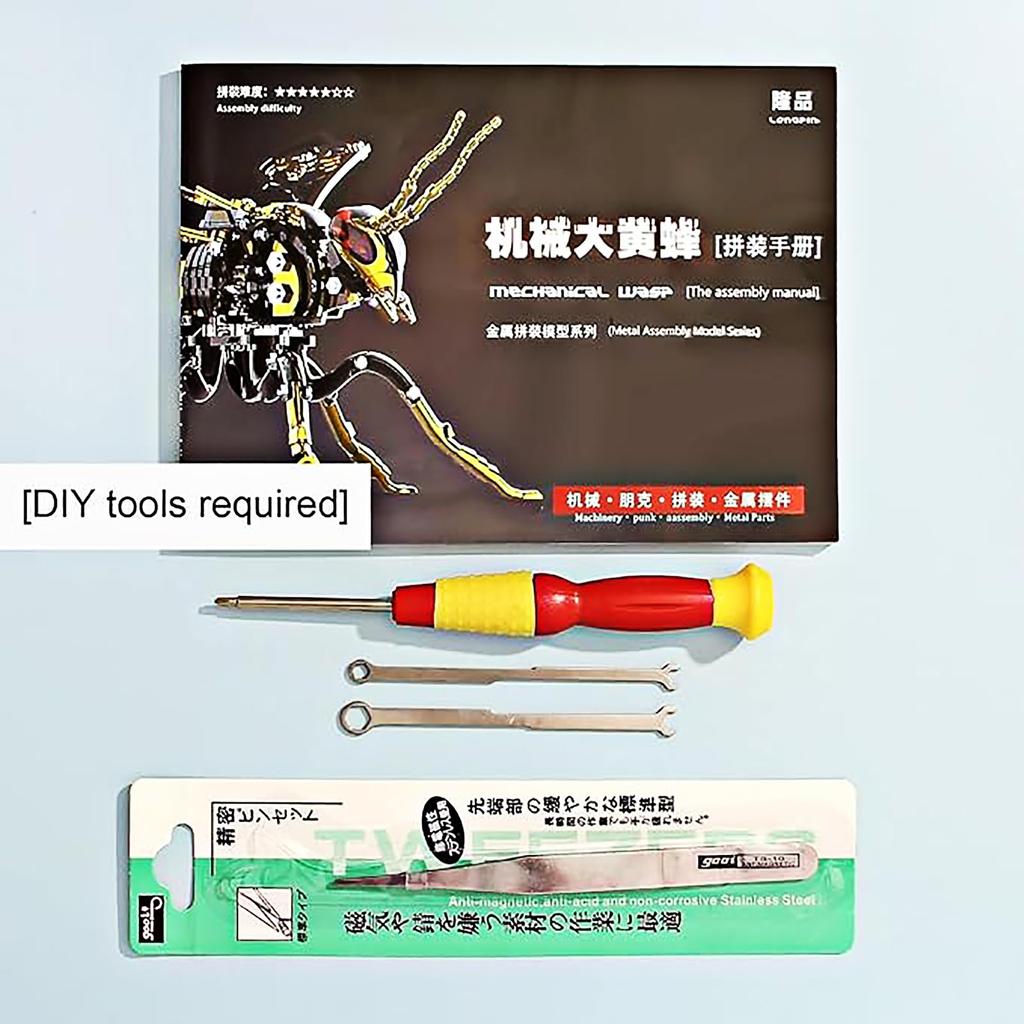 3D Puzzle for Adults 3D Metal Puzzle Craft DIY Metal Insect Kit Assembly Puzzle Toy Model Hornet Steampunk Interior