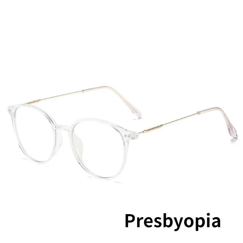 Ladies Round Frame Multifocal Presbyopia Glasses Anti Blue Light Finished Progressive Reading Eyeglasses Prescription Eyewear