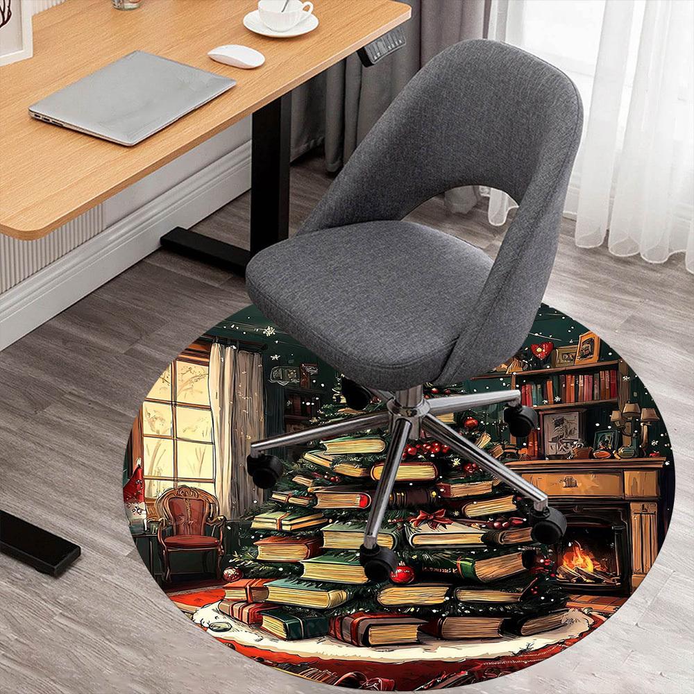 1PC Christmas Tree Office Round Area Rug, Under Office Chairs Bedroom Living Room Home Decor,Carpet for Office, -1110210