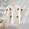 2025 Autumn New Mango Pattern Knitted Sweater Fashionable Casual Short-sleeved Button Sweater for Women
