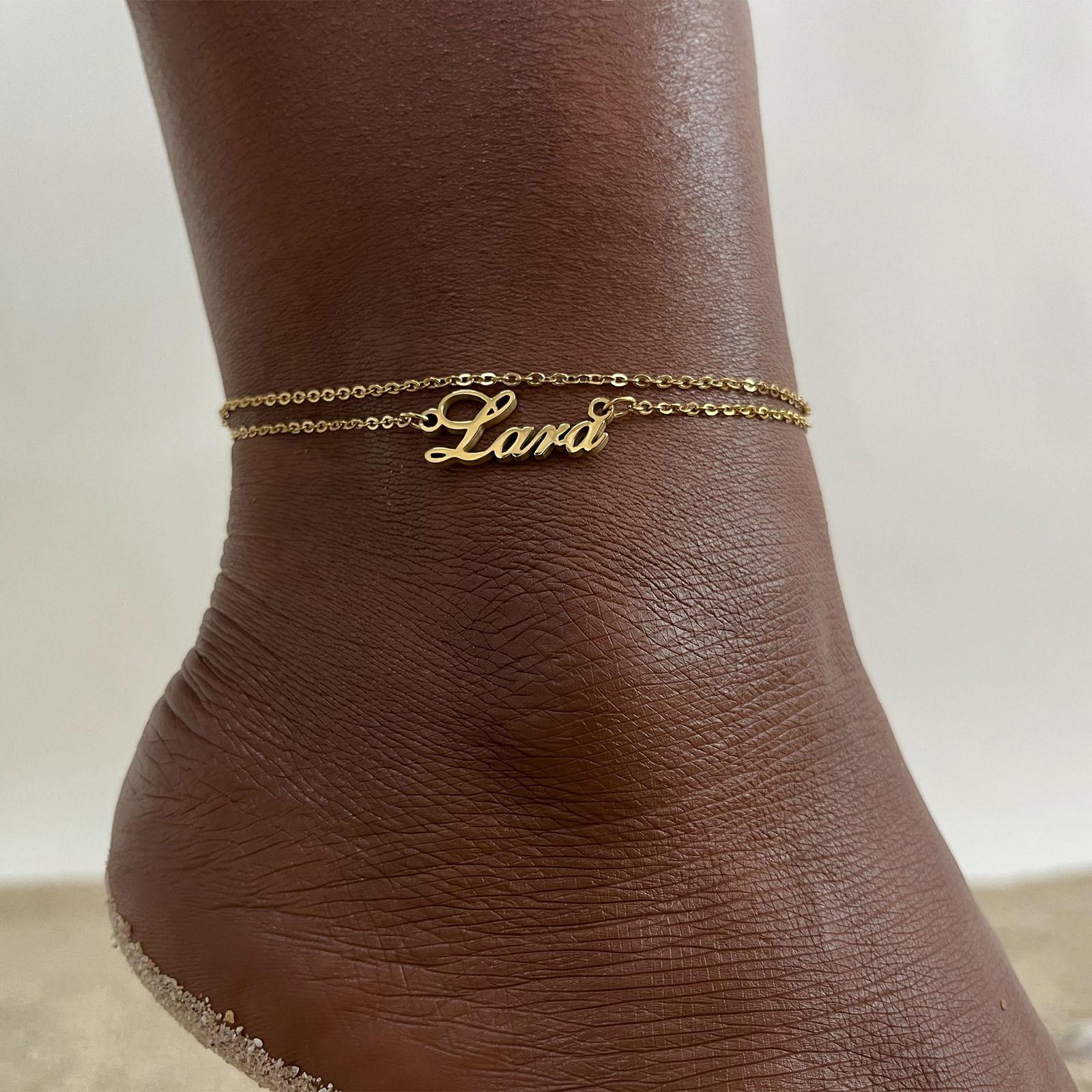 

Customized Personalized Name Anklets for Women, Chic Letters Name Chain ID Anklet Gift To Her, Stainless Steel Nameplate Jewelry