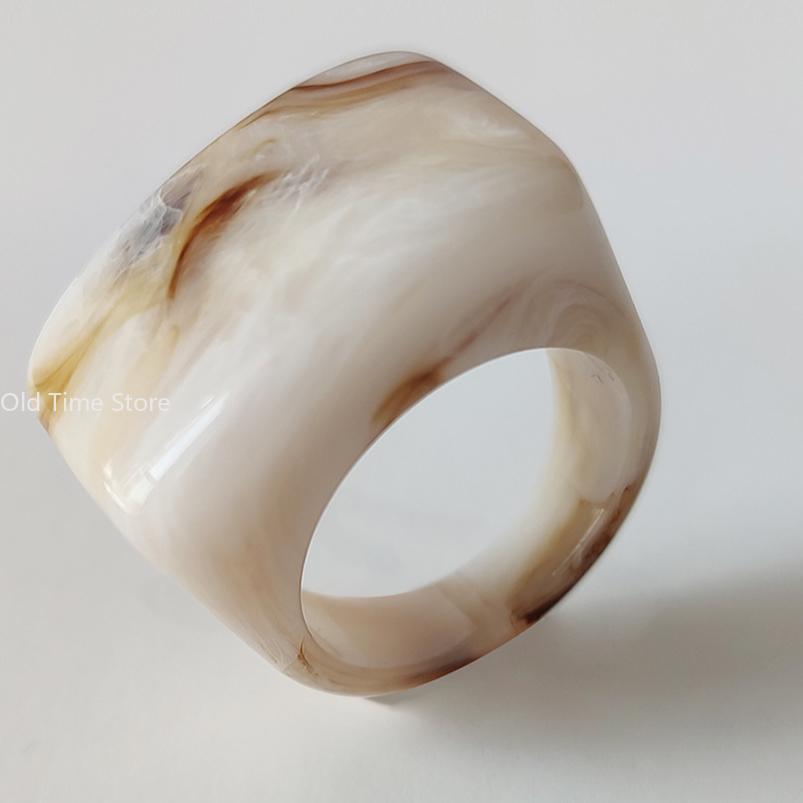 Acrylic Resin Colorful Mixed Block Ring, Unique Unisex Stylish Macrame Band for Men and Women