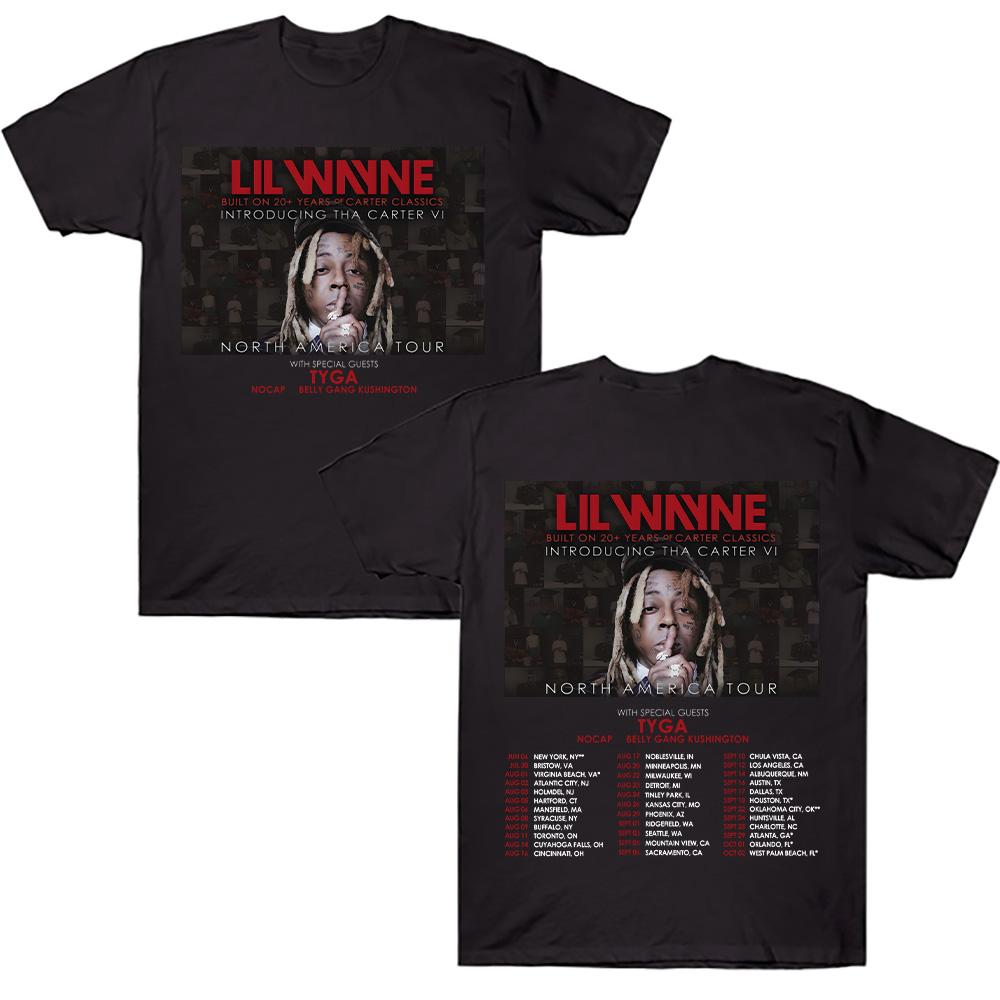 

2025 Lil Wayne Vintage Hip Hop T-shirt Lil Wayne Tha Carter VI Tour Tees Unisex Short Sleeve T-shirt High Quality Cotton Clothes 4XL