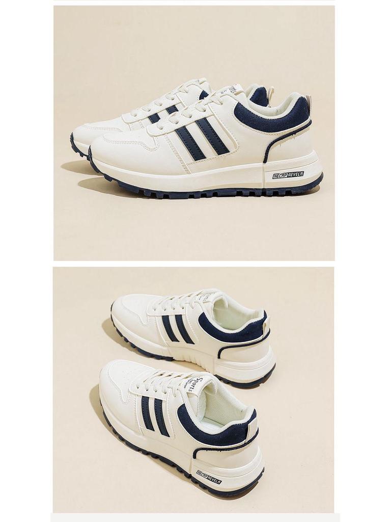 Women's Versatile Leather Sneakers - 2024 Autumn, Thick-Soled, Non-Slip, Lightweight Popular Style, Forrest Gump Shoes 5115